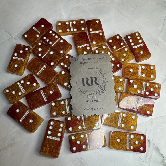 Handmade Red and gold Domino Set by Rylin’s Resin - Picture 1 of 6